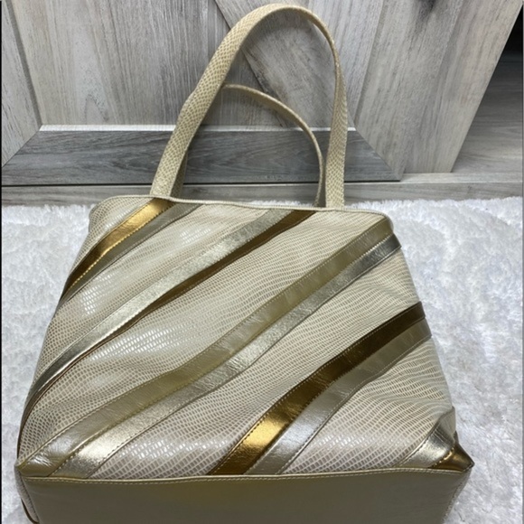 Vintage Sharif Leather Reptile Print Purse Handbag 11”x10” - Picture 6 of 12